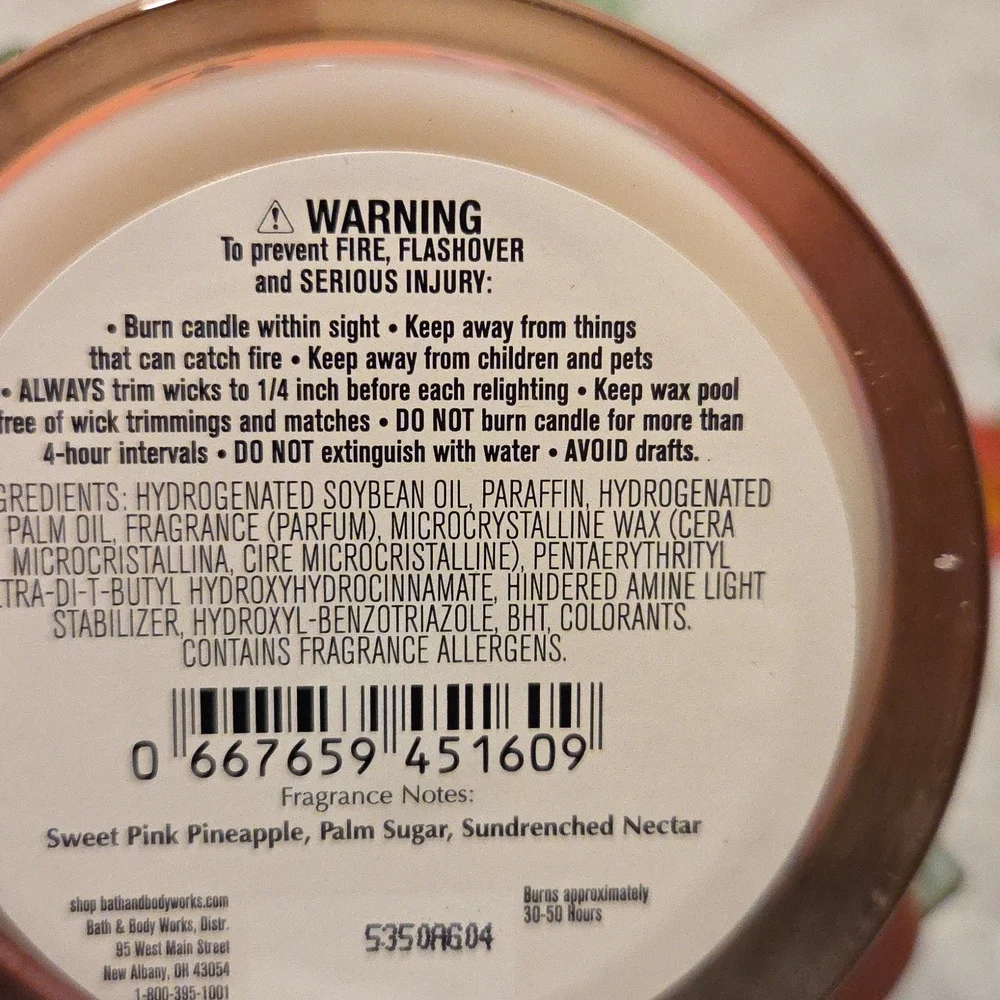 Nwt Bath & Body Works Pink Pineapple Sunrise Jar Candle - Pink & Orange - Picture 4 of 4